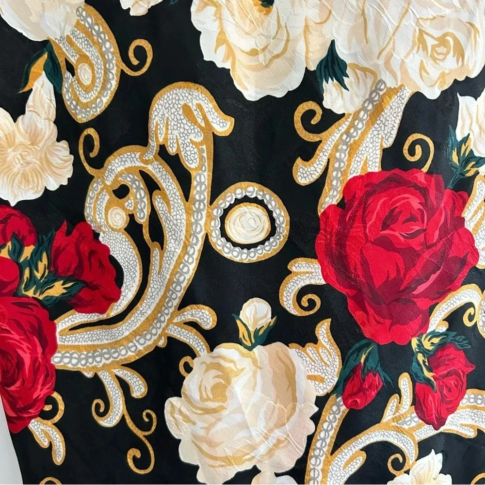 Vintage LA Intimates Rose Satin Slip Nightgown Dark Floral Size Small Old Money - Picture 3 of 14
